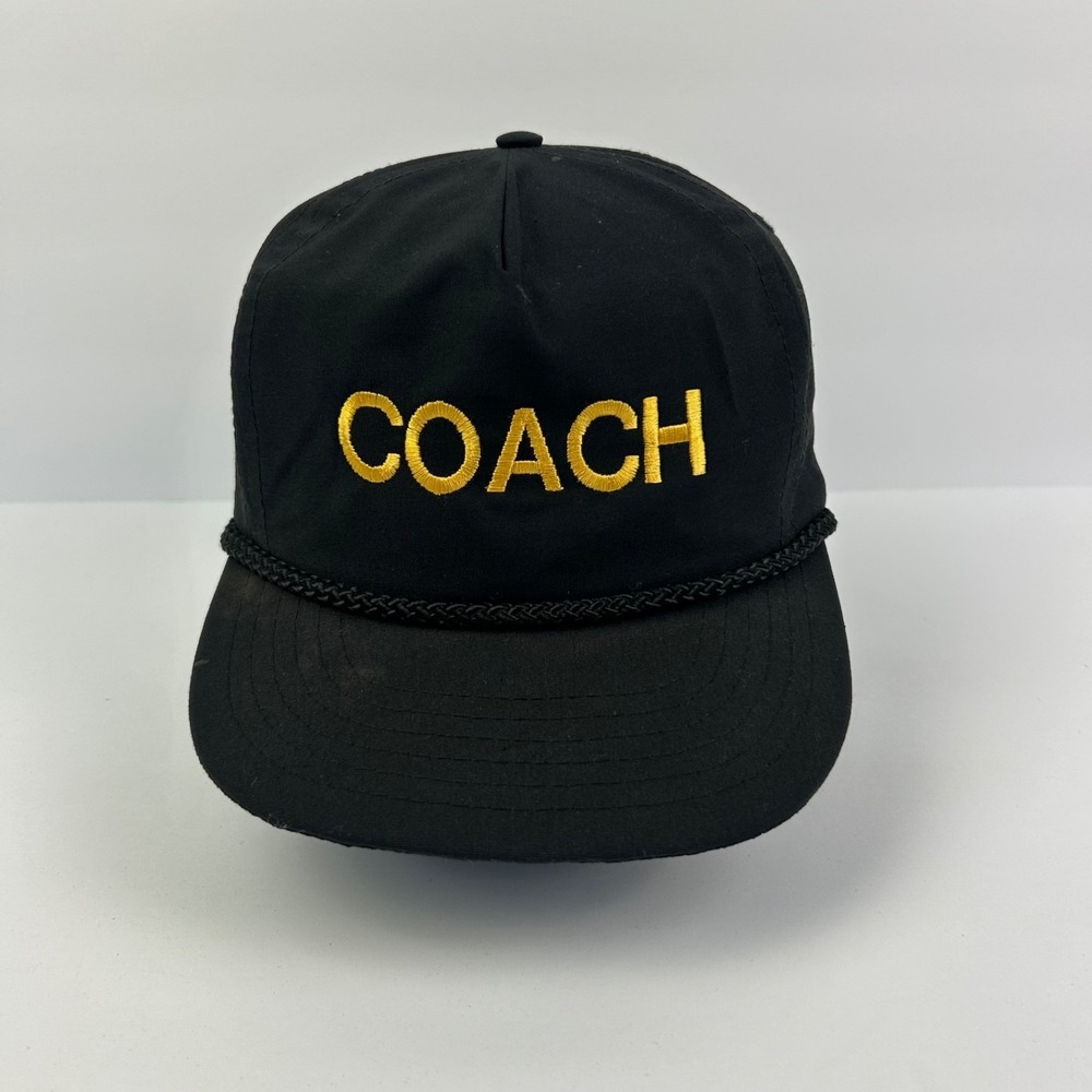 Vintage 90s Coach Hat Cap Snap Back Adjustable Black Rope Adult